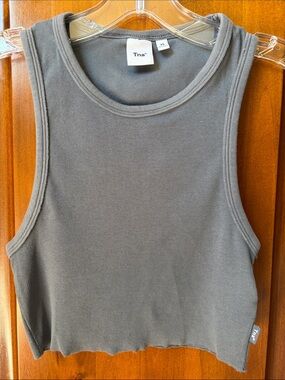 TNA Grey Ribbed Cropped Tank